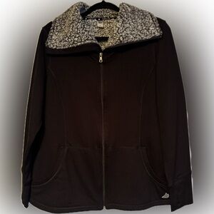 Free2B Sz Large Women's Black Jacket with Gray Sherpa Collar/Lining